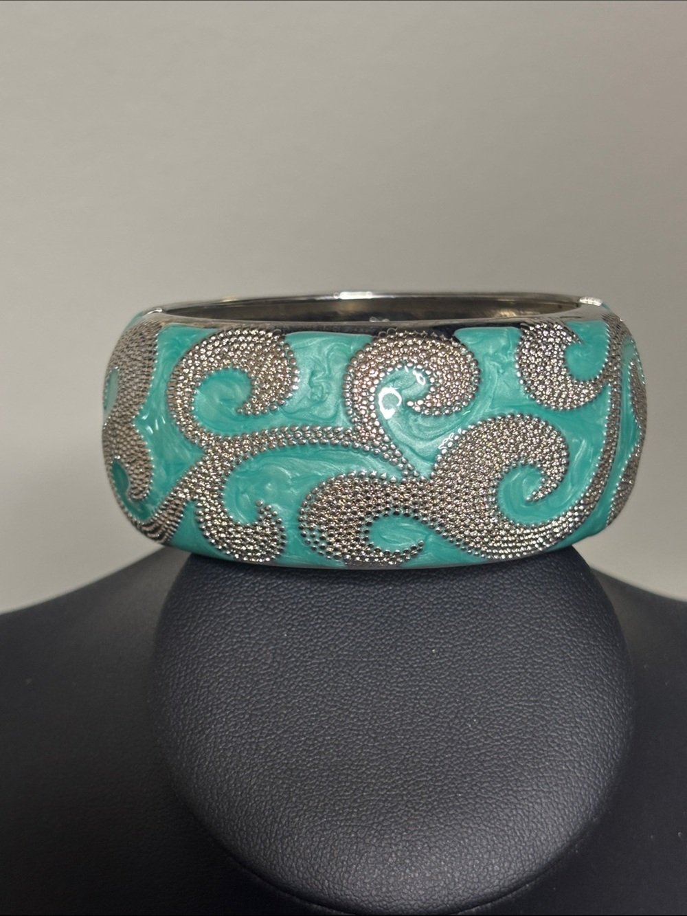 Enamel Turquoise Swirl Enamel Bangle Chunky Statement Bracelet